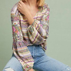 Maeve Anthropologie Ceresco Boho Floral Peasant Top
